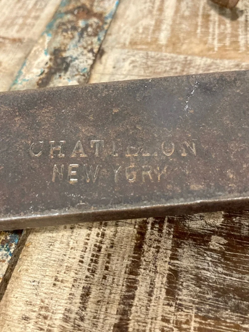 Antique Chatillon 100 lb Steelyard Scale w/ Weights – Rustic Industrial Decor